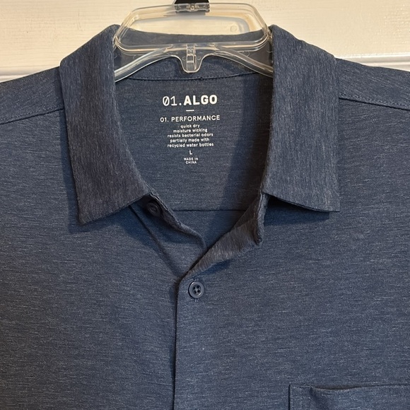 01. Algo men’s blue long sleeve button down shirt size large - Picture 2 of 8